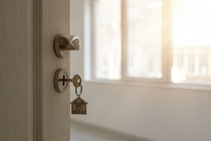 Ouverture de porte de maison neuve avec stores Ouverture de porte de maison neuve avec stores